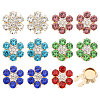 12Pcs 6 Colors Brass Rhinestone Cufflinks BUTT-GL0001-06-1