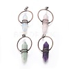 Natural & Synthetic Mixed Stone Wire Wrapped Pointed Big Pendants G-L520-I-R-NF-1