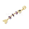 Brass Pave Cubic Zirconia Clear Cubic Zirconia & Natural Amethyst & Enamel European Dangle Charms GG-CBA3401-01G-A04-2