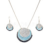 Three Flat Round Zinc Alloy Enamel Pendant Necklaces & Dangle Earrings Sets WGCF00E-02-3