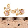 Brass Micro Pave Pink Cubic Zirconia Charms CU-CBA804C-14G-3