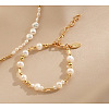 Brass & Natural Fresh Water Pearl Beaded Bracelets FS-WG15240-02-1