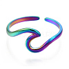 304 Stainless Steel Sea Wave Cuff Rings RJEW-N038-115M-3