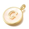 Rack Plating Brass Micro Pave Clear Cubic Zirconia Pendants with Shell KK-M309-42G-G-3
