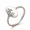 304 Stainless Steel Yoga Theme Finger Ring for Women RJEW-K239-16P-3