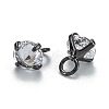 Brass Clear Cubic Zirconia Charms ZIRC-G170-12B-2
