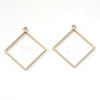 Rack Plating Alloy Rhombus Open Back Bezel Pendants LS-PALLOY-S047-22E-FF-1