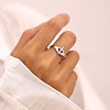 925 Sterling Silver Micro Pave Clear Cubic Zirconia Adjustable Cuff Rings FS-WG9FEE4-02-1