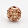Brass Micro Pave Grade AAA Cubic Zirconia Beads KK-E711-12mm-113RG-NR-1