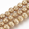 Electroplated Natural Lava Rock Beads Strands G-T061-55B-8mm-1