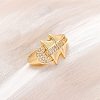 Brass Micro Pave Clear Cubic Zirconia Cuff Rings for Women RJEW-U043-09G-1