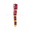 Brass Pave Cubic Zirconia Connector Charms KK-G458-01-2