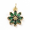 Rack Plating Brass Micro Pave Cubic Zirconia Charms ZIRC-F129-34A-G-1