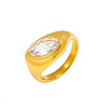 304 Stainless Steel Pave Single Clear Cubic Zirconia Finger Rings WG09684-01-1