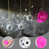Plastic Cowboy Hat & Mirror Ball Reflective Ball Pendant Decoration for Cup HJEW-AB00135-4