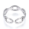 Non-Tarnish 304 Stainless Steel Oval Open Cuff Ring RJEW-N040-39-3