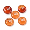 Natural Red Agate Donut/Pi Disc Charms G-G142-02P-1