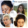 2Pcs 2 Colors Bridal Rhinestones Pearl Mesh Veil Cloth Hair Bands OHAR-BC0001-03-6