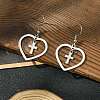 Non-Tarnish 201 Stainless Steel Heart & 304 Stainless Steel Cross Dangle Earrings EJEW-JE05562-2