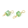 Glass Faceted Cube Connector Charms KK-C097-10G-01-2