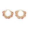 Brass Natural Carnelian Hoop Earrings EJEW-TA00782-01-2