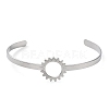 304 Stainless Steel Hollow Sunflower Cuff Bangle for Women BJEW-D061-02P-1