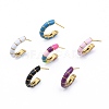 Enamel C-shape Stud Earrings EJEW-N052-05-2