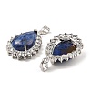 Dyed Natural Lapis Lazuli & Rhinestone Pendants G-K338-31P-08-2