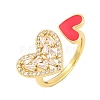 Brass Micro Pave Clear Cubic Zirconia Open Cuff Rings RJEW-U009-04G-2