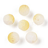 Frosted Baking Paint Crackle Glass Beads with Glitter Powder DGLA-T004-6mm-01I-1