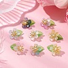 Flower Glass with Leaf Acrylic Charms HJEW-JM02572-02-2