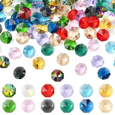 120Pcs 12 Colors Electroplate Glass Links Connectors EGLA-YW0005-65-1