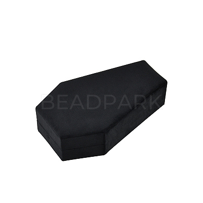 Coffin Shaped Velvet Jewelry Storage Boxes DARK-PW0001-041-1