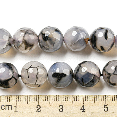 Faceted Natural Dragon Veins Agate Beads Strands G-F447-12mm-L01-1