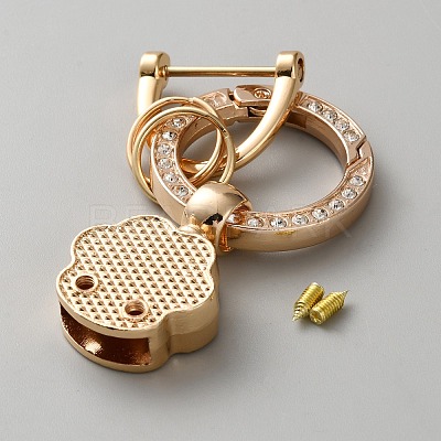 DIY Alloy Rhinestone Spring Gate Rings Keychains FIND-TAC0027-26A-G-1