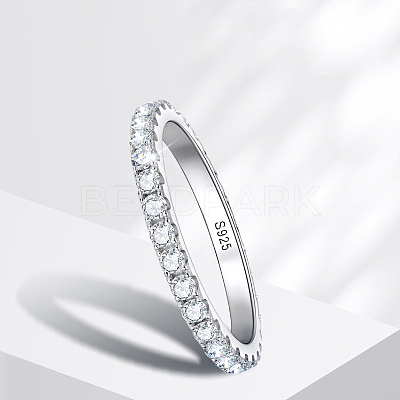 Rhodium Plated 925 Sterling Silver Moissanite Finger Rings for Women WG76D6D-06-1