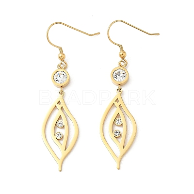 304 Stainless Steel Leaf Dangle Earrings EJEW-Z129-13G-1