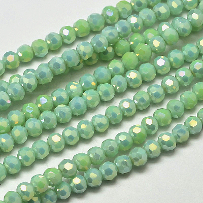 Faceted Round Full Rainbow Plated Electroplate Glass Beads Strands LS-EGLA-J130-FR02-1