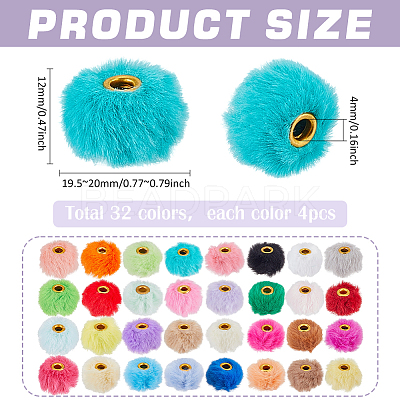 128Pcs 32 Colors Imitation Rabbit Hair European Beads FIND-PH0027-66-1