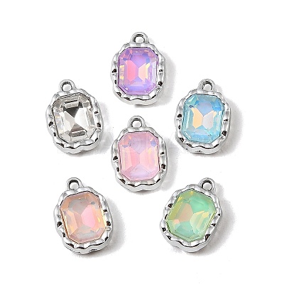 UV Plating Alloy Glass Pendants FIND-K032-33P-1