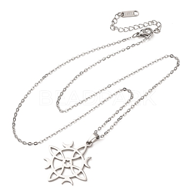 304 Stainless Steel Sun Moon Symbol Cutout Pendant Cable Chain Necklaces for Men Women NJEW-K308-07P-1