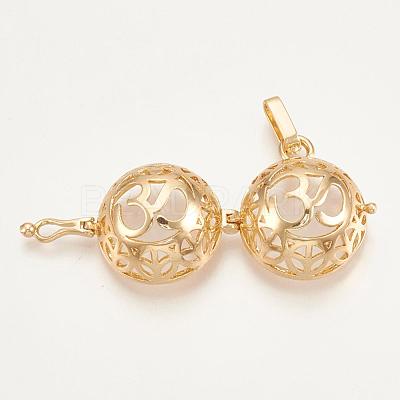 Rack Plating Brass Cage Pendants KK-S751-012KC-1