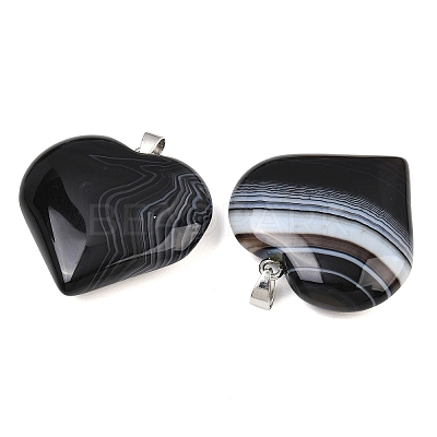 Natural Banded Agate Pendants GG-K002-04X-1