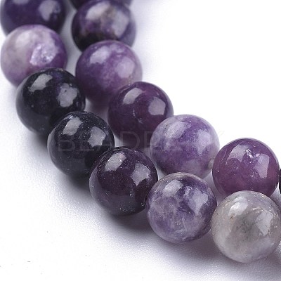 Natural Lepidolite/Purple Mica Stone Beads Strands G-K415-10mm-1