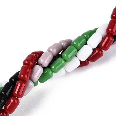 Opaque Solid Color Glass Beads Strands GLAA-N058-4x6mm-B01-1