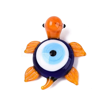 Handmade Lampwork Turtle with Evil Eye Figurine Display Decorations LAMP-N034-25D-1