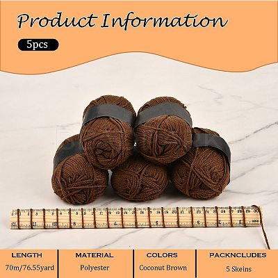 5Pcs Polyester Yarn for Knitting & Crochet YCOR-SZ0001-03I-1