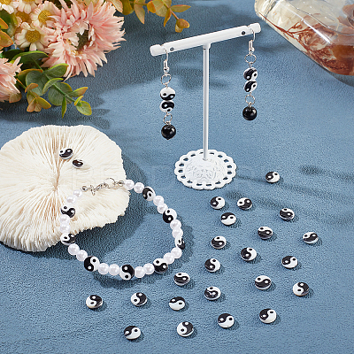 50Pcs Natural Freshwater Shell Printed Beads SHEL-NB0001-56A-1
