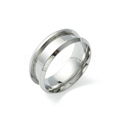 201 Stainless Steel Grooved Finger Ring Settings STAS-TAC0001-10B-P-1