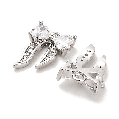 Brass Micro Pave Clear Cubic Zirconia Charms KK-C054-14P-1